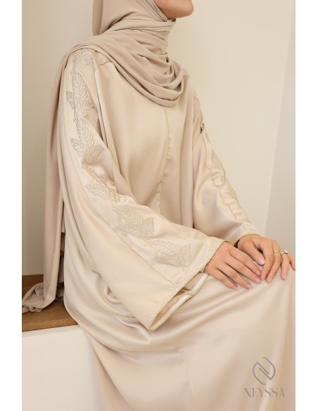 Lange bestickte Abaya für muslimische Frauen, Eid-Kleidung.