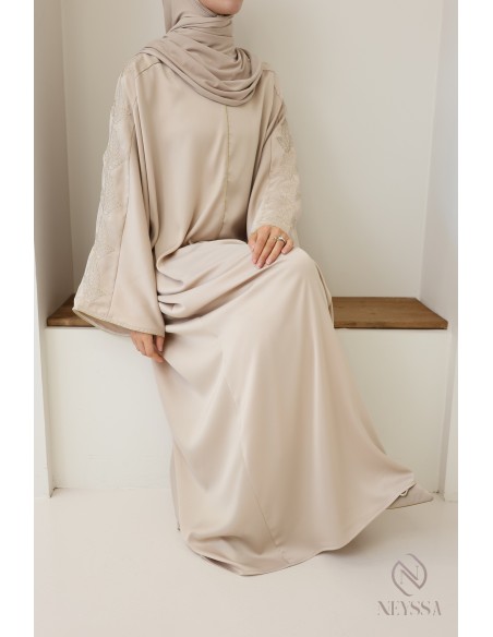 Embroidered long abaya for Muslim women, Eid outfit