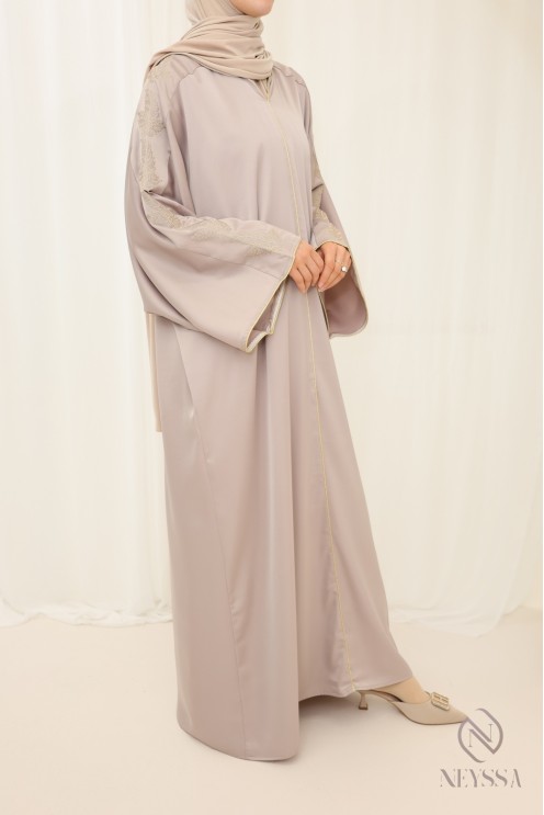 Abaya nude for woman veiled with modern gold embroidery woman