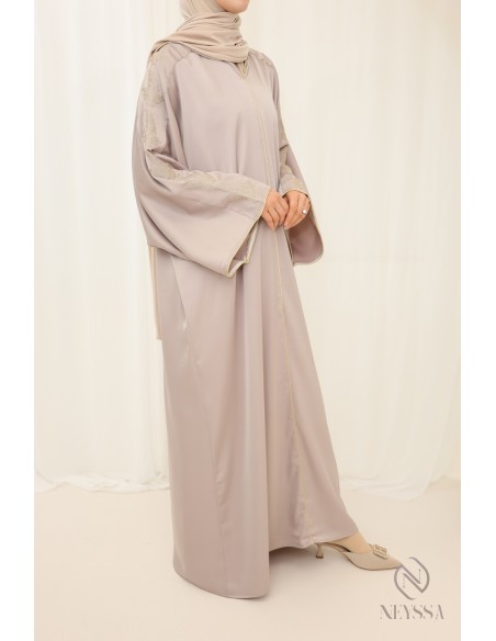 Abaya nude for woman veiled with modern gold embroidery woman