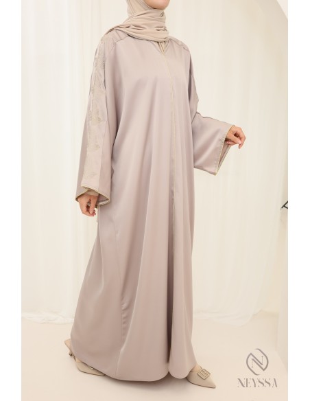 Abaya nude for woman veiled with modern gold embroidery woman