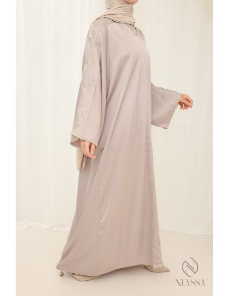 Abaya nude for woman veiled with modern gold embroidery woman