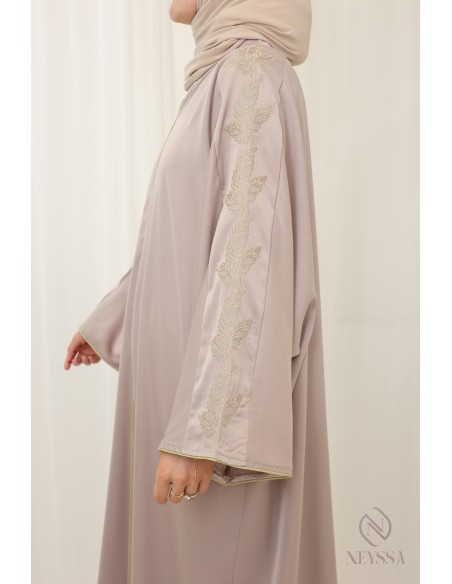 Abaya nude for woman veiled with modern gold embroidery woman