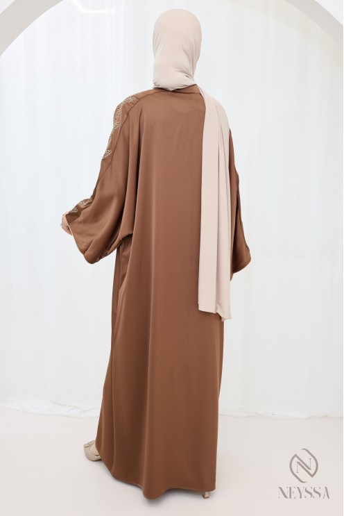 Damen-Abaya mit Stickerei auf den Ärmeln, ein elegantes Outfit für Eid