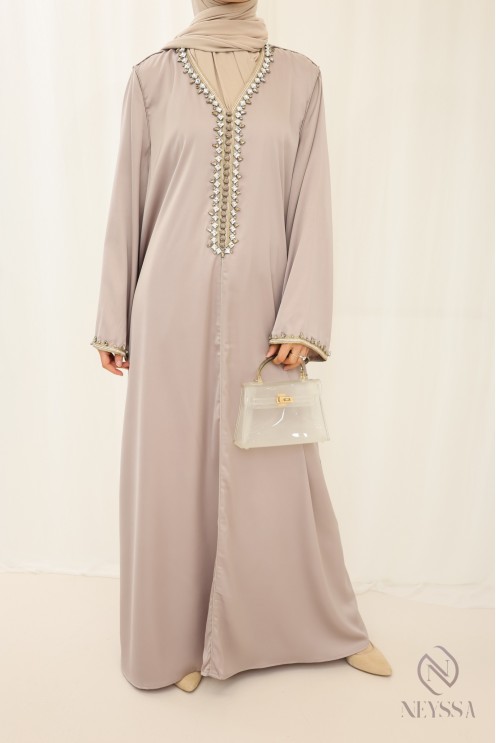Lange Abaya Kaftan-Stil mit Sfifa Perlen.Kleidungsstück hoher Qualität