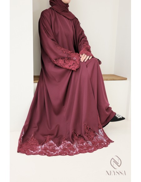 Abaya kimono Dubaï avec broderie, combo 4 pièces