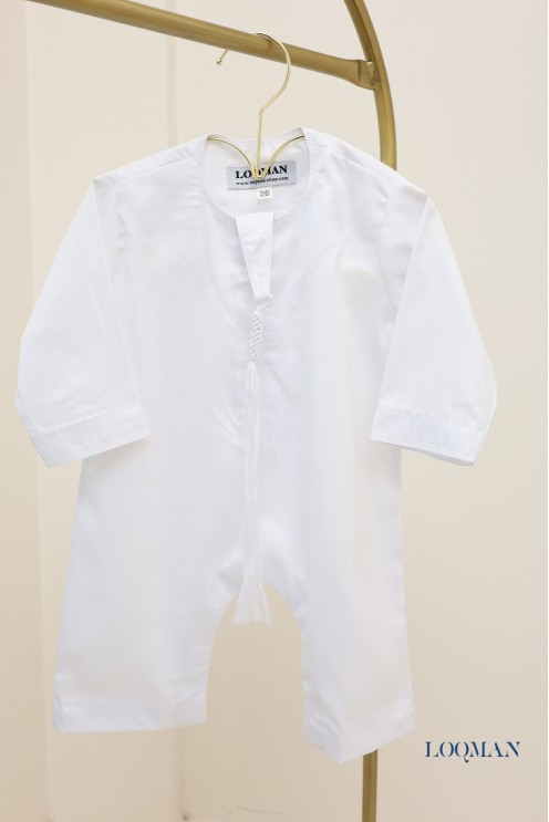 Emiratischer Baby-Qamis, weiß, Babykleidung für den Eid, Jungen