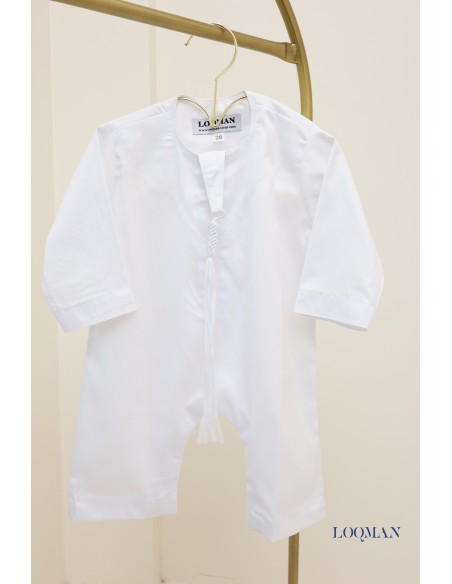 Qamis Bébé Émirati blanc, idée tenue bébé Aïd garçon