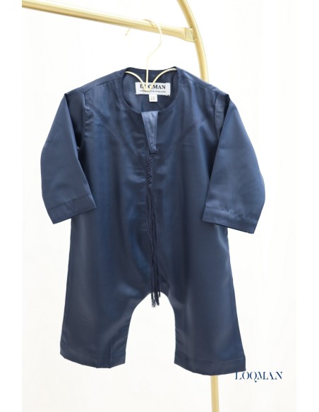 Qamis Émirati bleu pour bébé, idée de tenue Aïd pour garçon