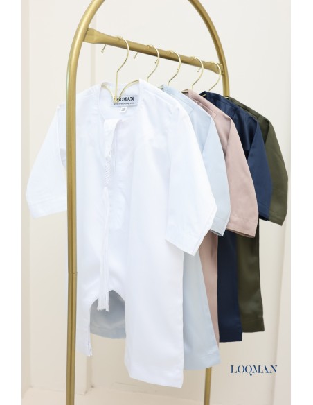 Qamis Bébé Émirati blanc, idée tenue bébé Aïd garçon