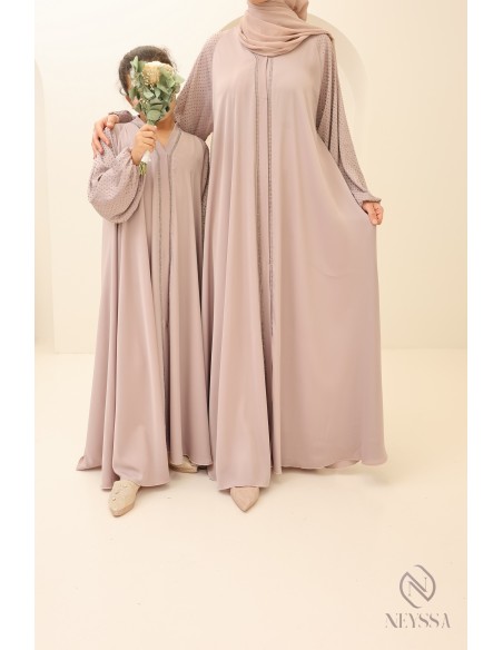 Flared rhinestone Abaya Dubai Eid for mother and daughter