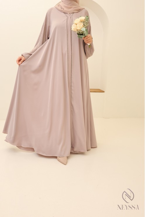 Flared rhinestone Abaya Dubai Eid for mother and daughter