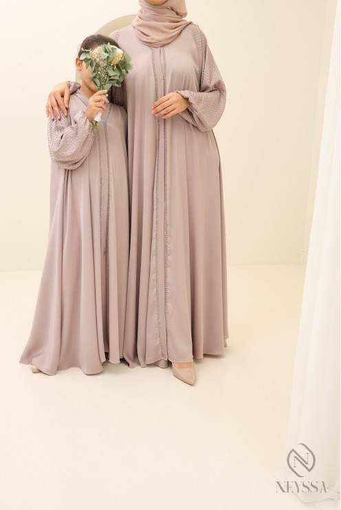 Flared rhinestone Abaya Dubai Eid for mother and daughter