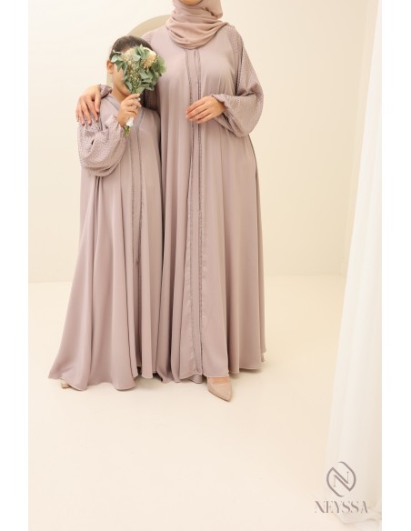 Flared rhinestone Abaya Dubai Eid for mother and daughter