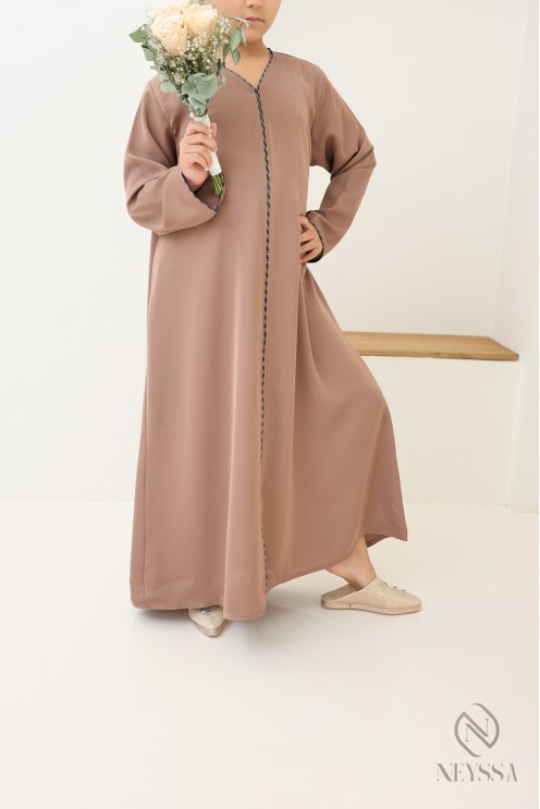 Abaya Dubaï girl with rhinestones wide sleeves for Eid