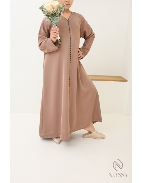 Abaya Dubaï fille à strass manches larges pour l'Aïd