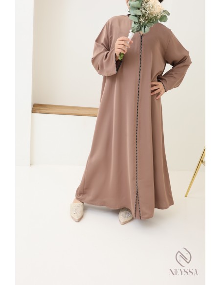 Abaya Dubai Mädchen mit Strasssteinen, weite Ärmel für Eid.