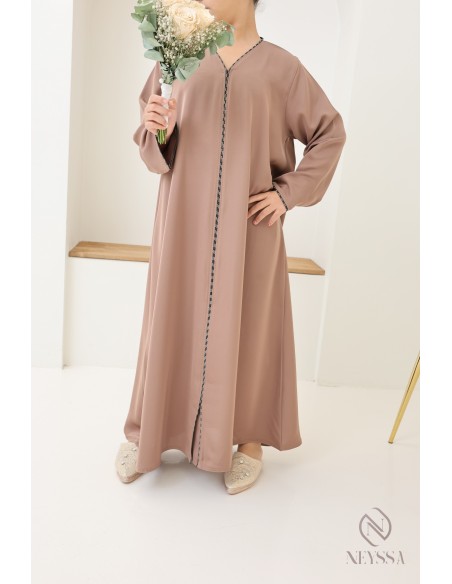 Abaya Dubaï girl with rhinestones wide sleeves for Eid