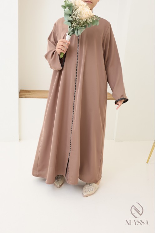 Abaya Dubaï fille à strass manches larges pour l'Aïd