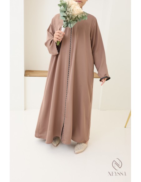 Abaya Dubaï girl with rhinestones wide sleeves for Eid