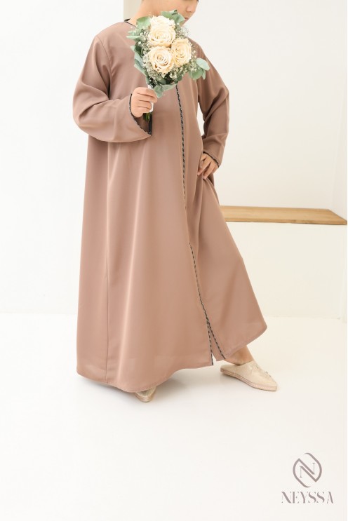 Abaya Dubai Mädchen mit Strasssteinen, weite Ärmel für Eid.