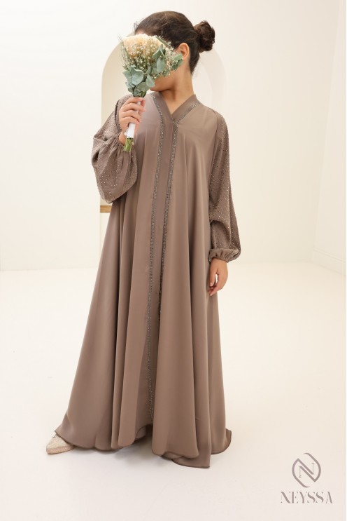 Mother/daughter outfit for Eid: flared Dubai abaya with rhinestones