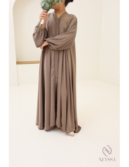 Mother/daughter outfit for Eid: flared Dubai abaya with rhinestones