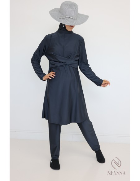 Burkini gris tenue de bain pour femme musulmane 3 pièces moderne