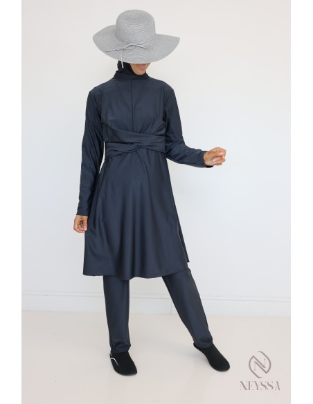 Burkini gray modern 3-piece Muslim women's swimwear