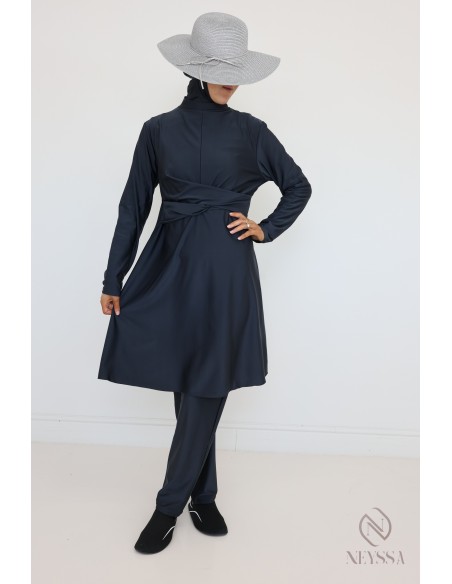 Burkini gray modern 3-piece Muslim women's swimwear