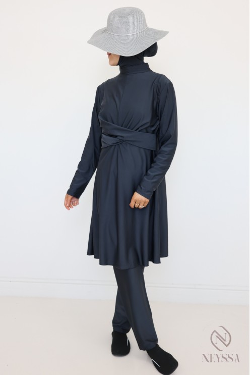 Burkini gray modern 3-piece Muslim women's swimwear