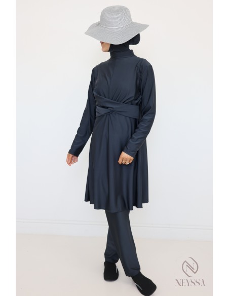 Burkini gris tenue de bain pour femme musulmane 3 pièces moderne
