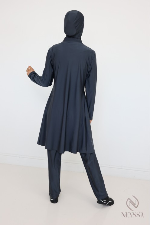 Burkini gris tenue de bain pour femme musulmane 3 pièces moderne