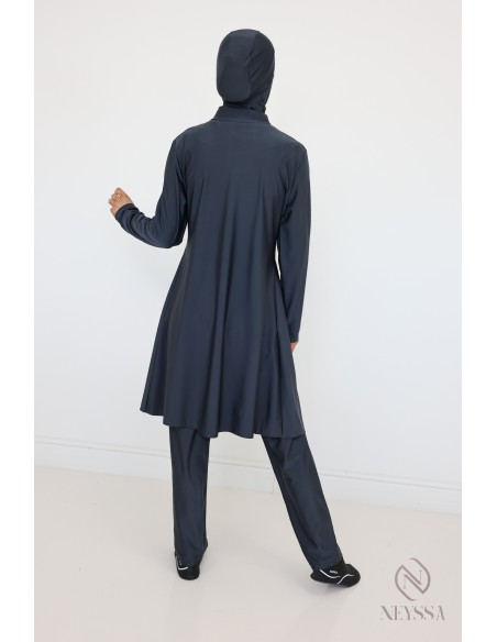 Burkini gray modern 3-piece Muslim women's swimwear