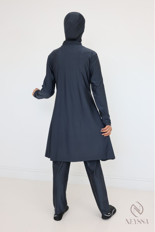 Burkini gris tenue de bain pour femme musulmane 3 pièces moderne