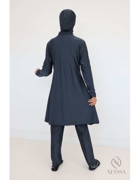 Burkini gris tenue de bain pour femme musulmane 3 pièces moderne