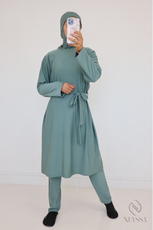 IBAKOM Muslimischer Burkini – Langarm-Oberteil Mit Hose & Hijab, Aus Nylon/Lycra, Bescheiden & Bequem