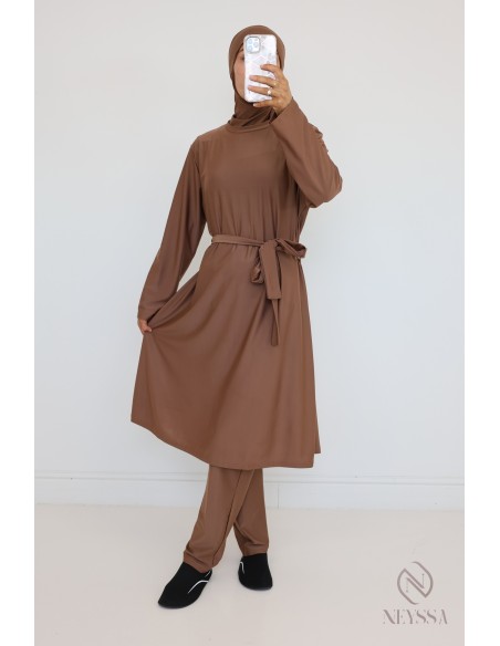 Burkini long hydrofuge Neyssa marron