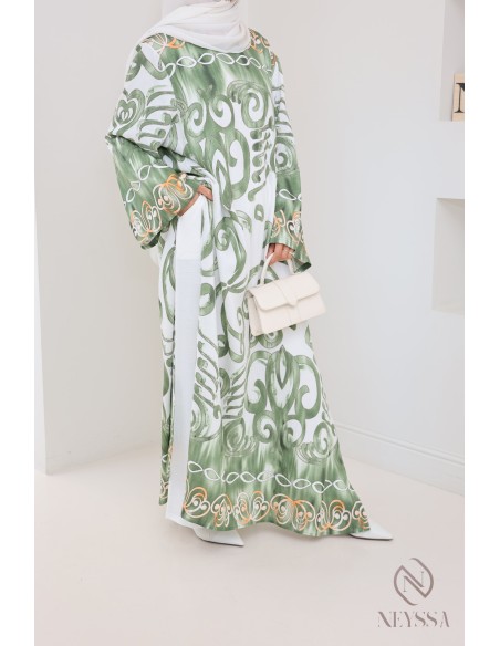 Long slit tunic with linen-effect palazzo women's hijabi set