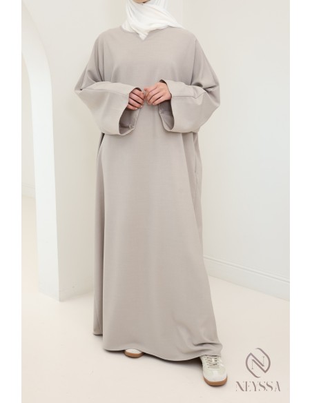 Abaya femme longue avec poches tissu de haute qualité tailleur hijabi