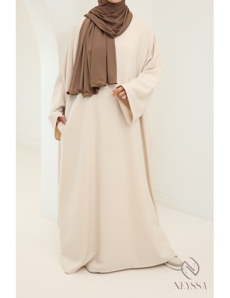 Lange Damenabaya mit Taschen hochwertiger Stoff Hijabi-Schneider