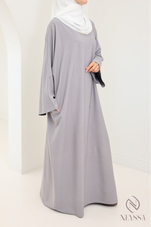 Lange Damenabaya mit Taschen hochwertiger Stoff Hijabi-Schneider