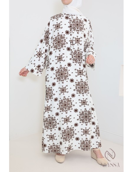 Lange Abaya ideal für Hijabi, Stoff mit leichtem Leinen-Effekt