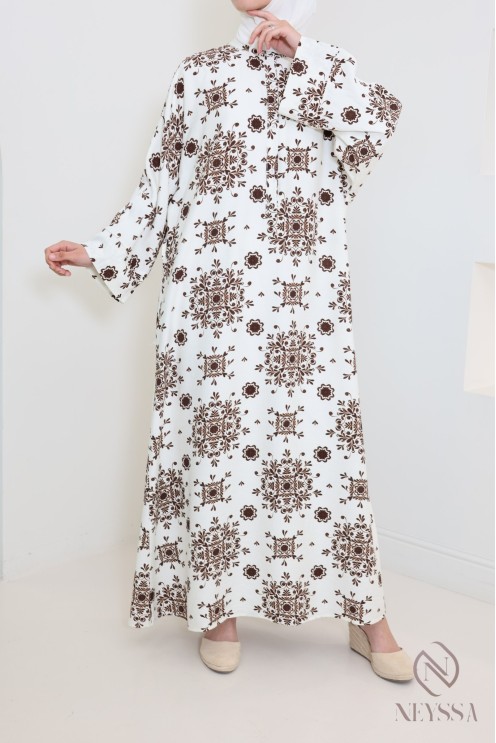 Lange Abaya ideal für Hijabi, Stoff mit leichtem Leinen-Effekt