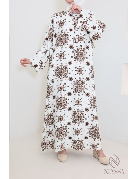 Lange Abaya ideal für Hijabi, Stoff mit leichtem Leinen-Effekt