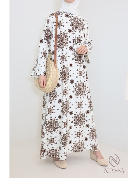 robe longue imprimée marron Neyssa