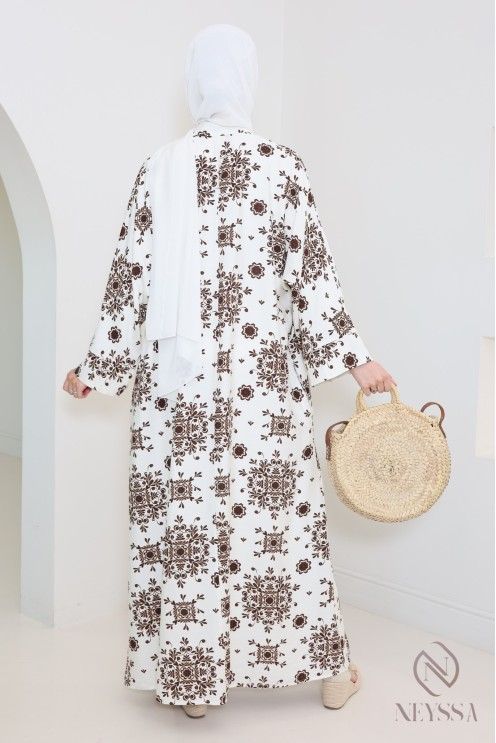 Lange Abaya ideal für Hijabi, Stoff mit leichtem Leinen-Effekt