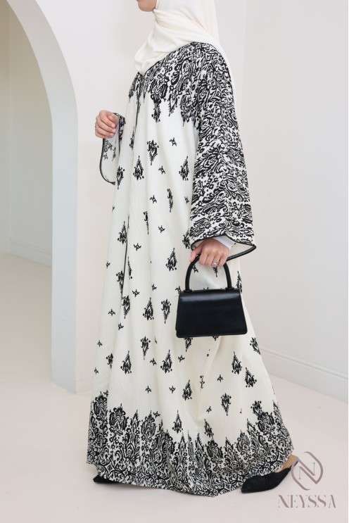 Linen-effect long dress for veiled women ideal for summer