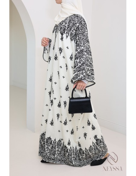 Langes Kleid in Leinenoptik für verschleierte Frauen, ideal den Sommer