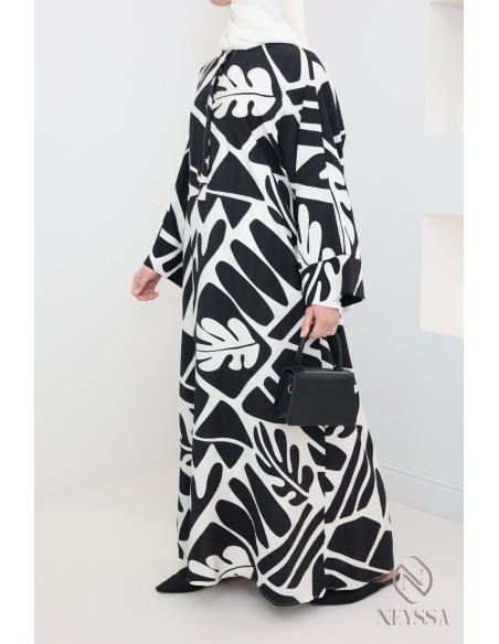 Longue robe effet lin modeste et tendance, convient femme allaitante